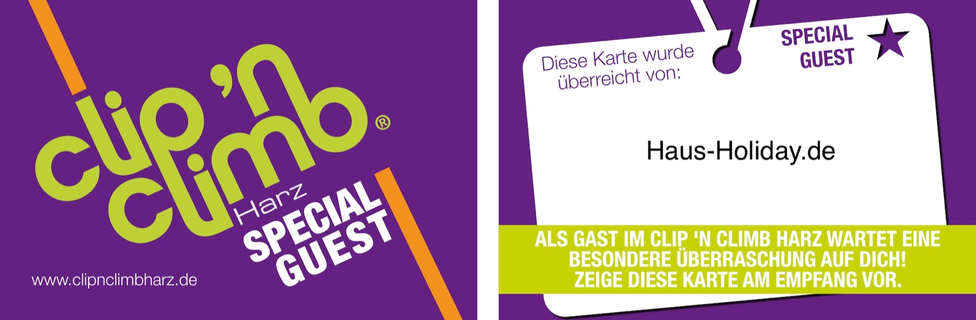 Special Guest Card von Haus-Holiday.de für Clip 'n Climb Harz