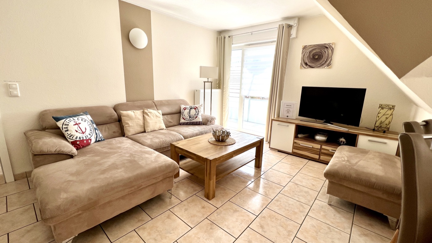 Wohnbereich Ferienwohnung MeerWeite Dahme 2 Balkone